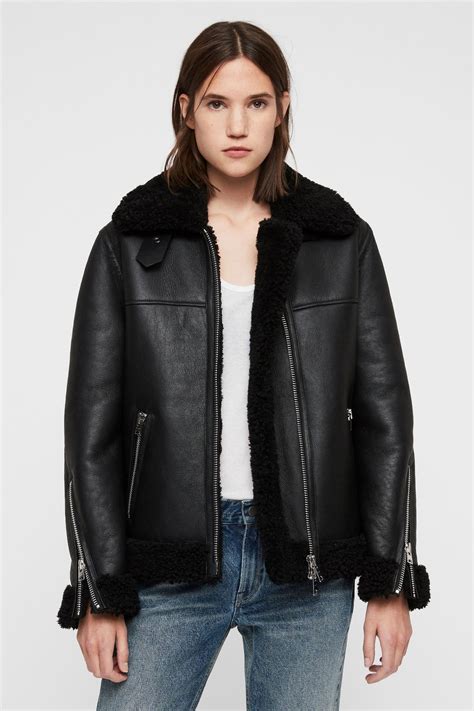 Shearling jacket in Black for Women